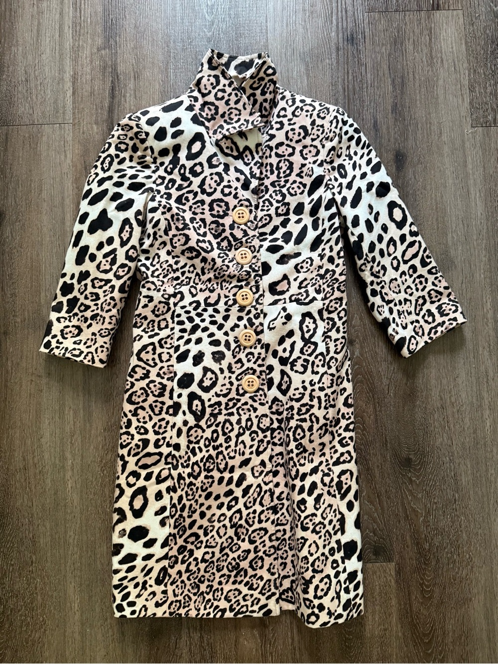 NANAF Leopard Print Trench Coat Jacket IT 38 XS S 100% Cotton Fully Lined